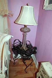 Crystal lamp and small iron table