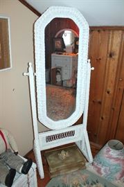 Wicker dressing mirror