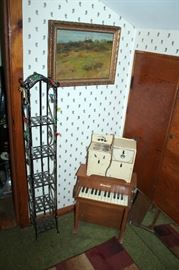Vintage toy piano and stove