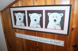 Framed polar bear art