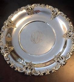 Wallace "Grand Baroque" sterling silver sandwich plate (monogrammed) 