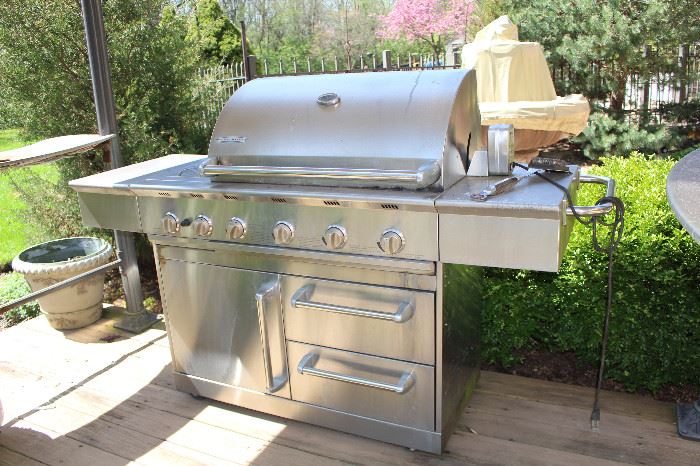 This is a nifty gas grill and unpictured is the pergola covering it - both can be sold - the pergola is bolted into the decking, however it can be removed.