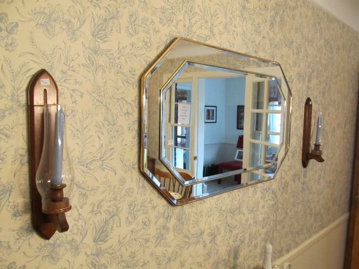 Mirror and sconces in Dining room $50 and $12.50 / sconce