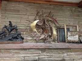 cowboy bronze sculpture; brass sculpture