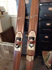 old wooden water skis