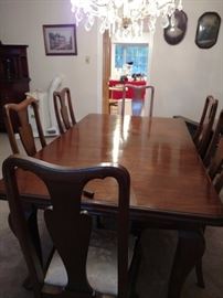 long view of dining table with crank