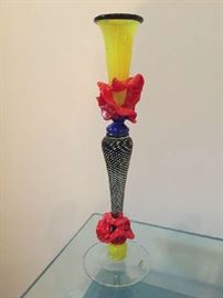 Hand blown Casafina candlestick/vase. Handmade in Romania (Signed by Artist).