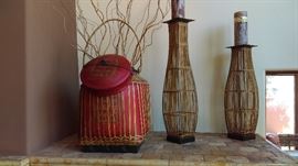 Woven basketscandle sticks
