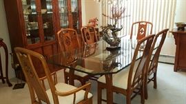 Asian theme teak dining room 