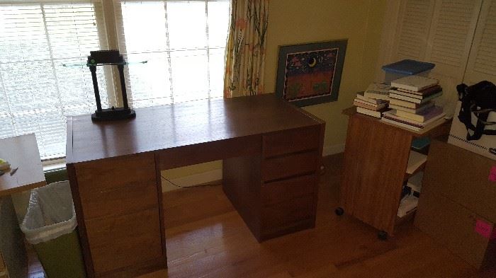 Mid century desk and file cabinet.