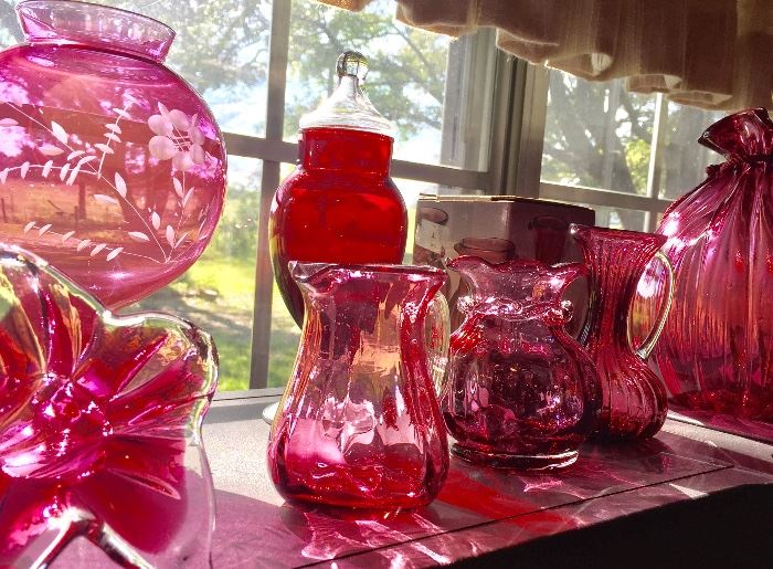 Some of the cranberry-colored glass we have. 