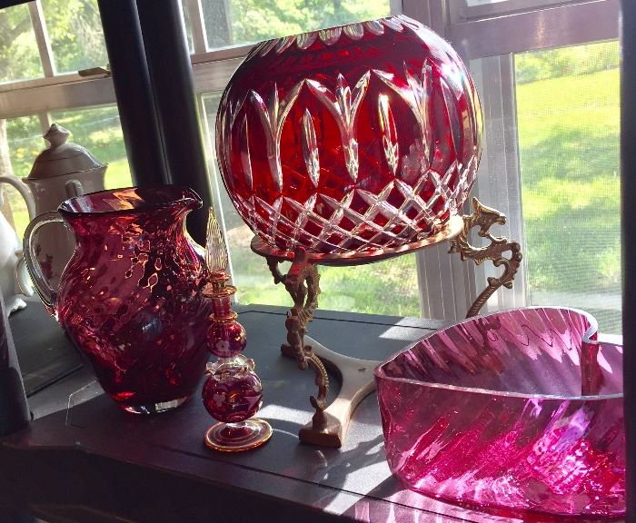 Lots of beautiful cranberry colored glass