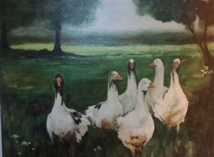 Large wall art geese canvas 