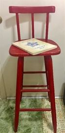 Red super sweet tall vintage stool