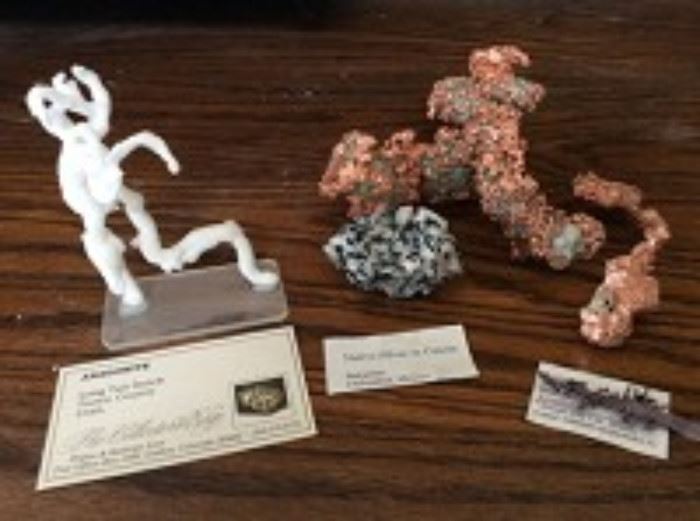 Copper, Native Silver & Aragonite Minerals