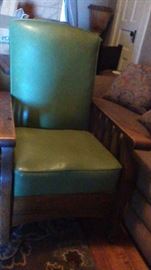 All original Morris Chair, reclining with attached footstool