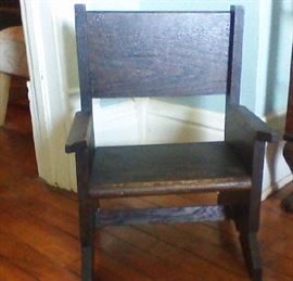 Adorable Solid Oak Childs Missing Chair, rare
