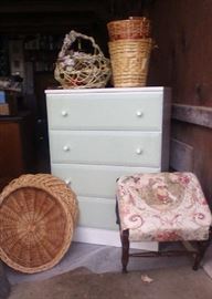 Nice dresser, padded footstool - great for extra seating