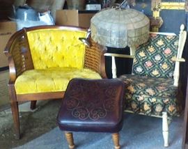 Vintage chairs, stools and lighting