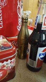 Brass Coca Cola Bottle, Vintage Pepsi bottles