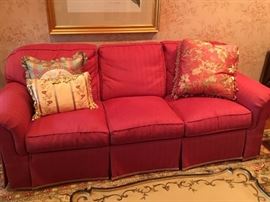 Red Sofa and Decorative Pillows