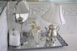 Vanity Tray, Accessories and Decorative Lamp