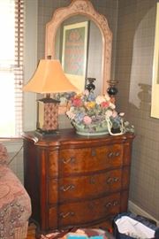 Dresser, Mirror, Table Lamp and Decorative