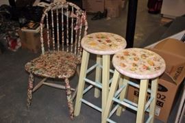 Chair and 2 Stools