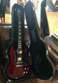 electric guitar and case