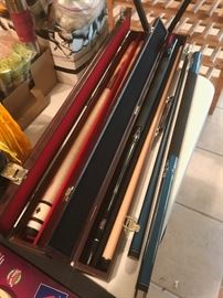 pool cues and cases