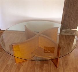 Mid-century walnut/glass coffee table