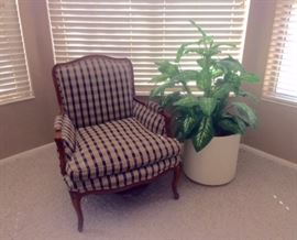 French Provincial Arm Chair and Silk Plant