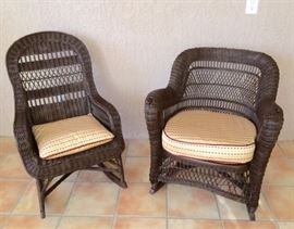 2 Dark Wicker Rocking Chairs