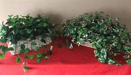 2 Silk Floral Arrangements in Wicker Baskets