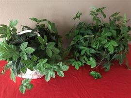 2 Silk Floral Arrangements in Wicker Baskets