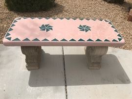Mosaic Tile Top Concrete Bench