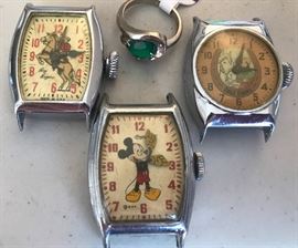 Watch Fronts & 14 kt Emerald Ring