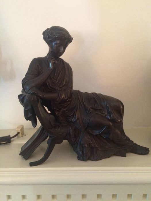 Unsigned Bronze of reclining young lady