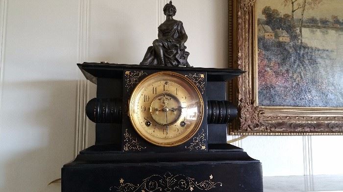 GORGEOUS turn-of-the-century mantle clock
