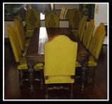 Huge Antique Carved Oak dining Table w 10 Chairs