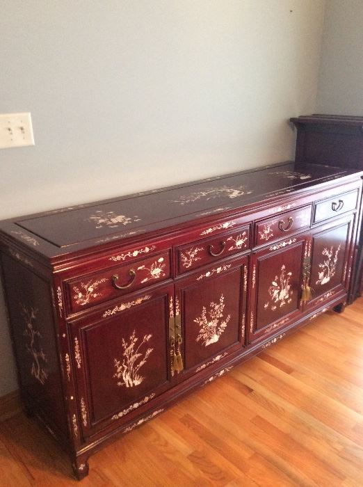 Amazing Chinese Rosewood Buffet with Mother of Pearl Inlaid Design