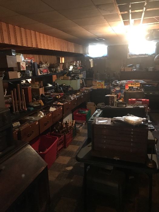 one of two entire rooms of vintage and newer tools