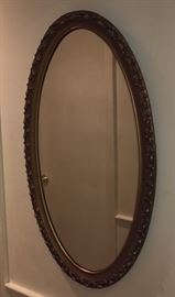 BEAUTIFUL 2ND OF 2 ANTIQUE MIRRORS. THIS CAN BE HUNG 2 WAYS TO FIT YOUR WALL.