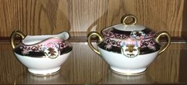VINTAGE PORCELAIN DECORATIVE SUGAR & CREAMER