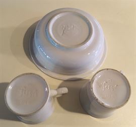 OLD FIESTA HOMER LAUGHLIN MUGS AND BOWL