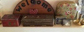 ANTIQUE FRUIT CAKE AND CANDY TINS