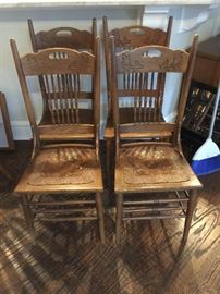 4 antique oak Rabbit ear chairs
