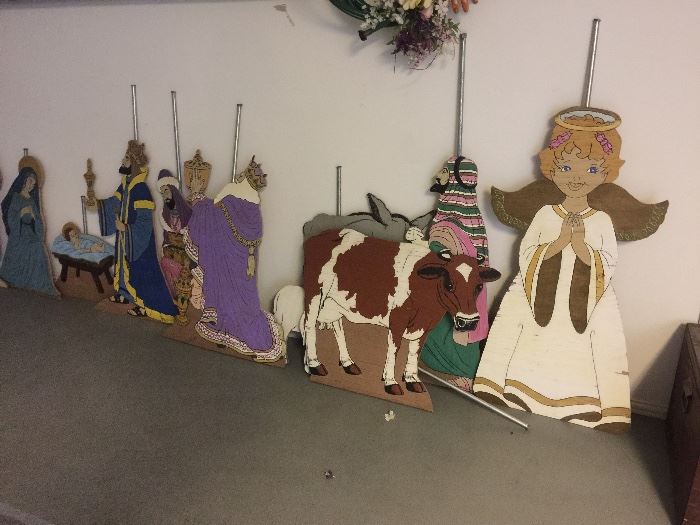 Wooden painted nativity