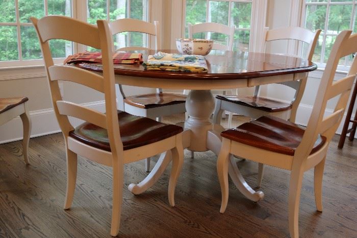 Nichols and Stone Kitchen Table with 6 Ladder Back Chairs