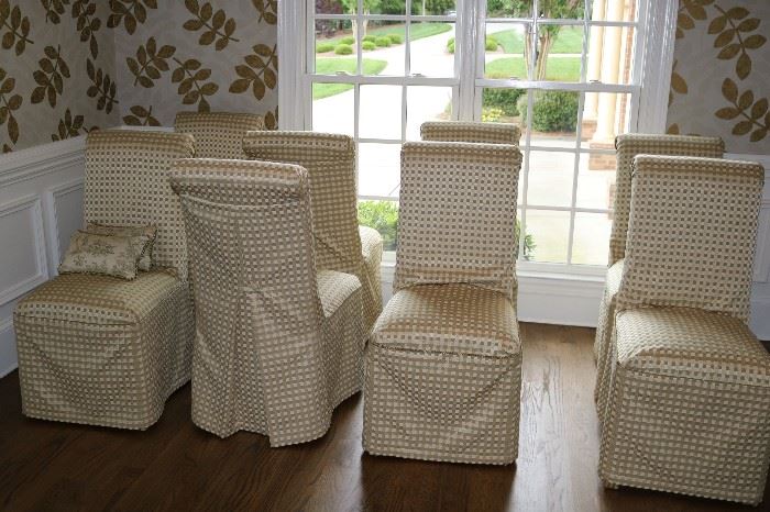 8 Parson's Chairs with Slip Covers
